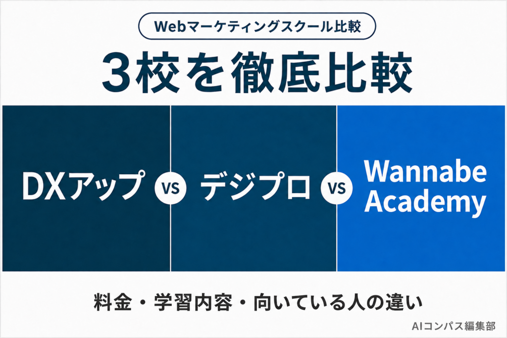 DXアップ・デジプロ・Wannabe Academyを比較｜料金・学習内容・向いている人の違い
